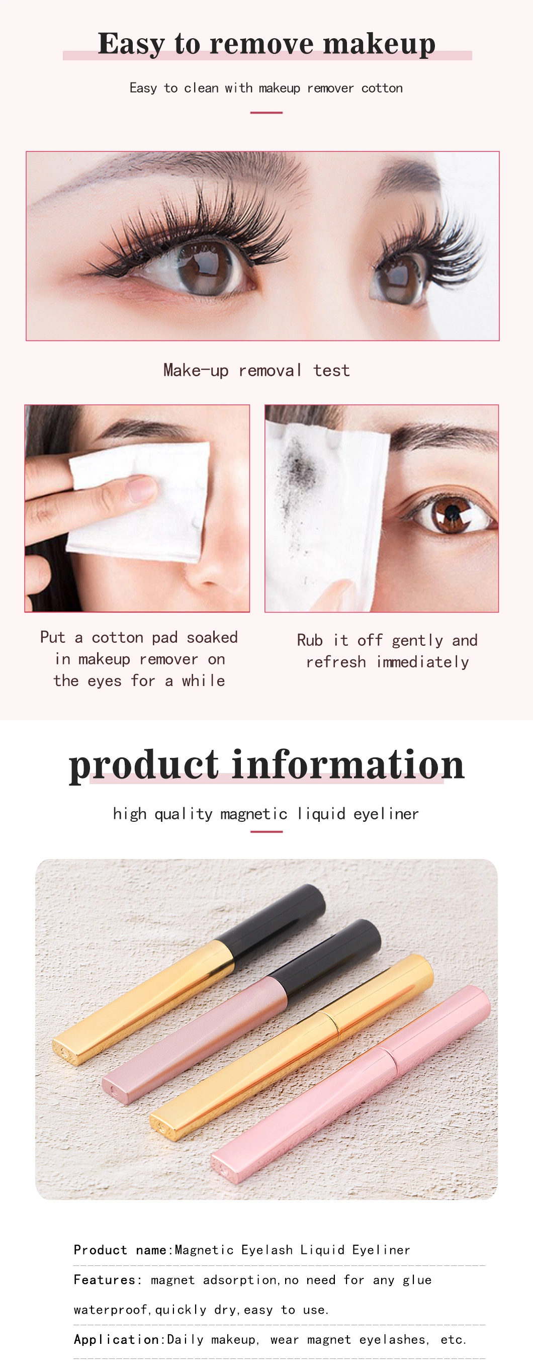 New Long Lasting Magnetic Liquid Eyeliner Eyelashes Waterproof Private Label Eyeliner Pencil Magnetic Eyeliner